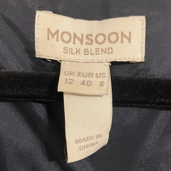 Monsoon Women’s Dress Size 8 Silk Blue & Green Geometric Textured Party Cocktail - Picture 9 of 16